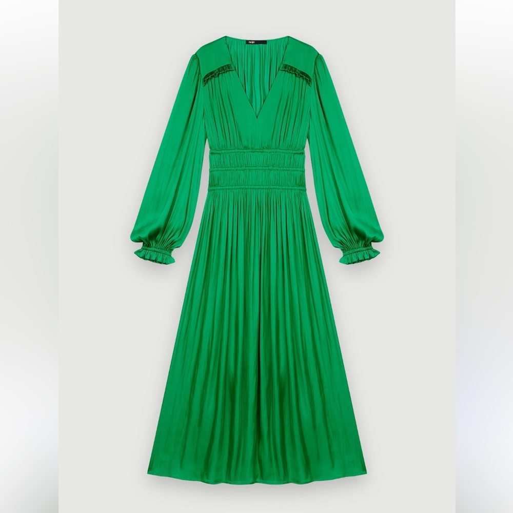 NWT MAJE LONG PLEATED EFFECT DRESS